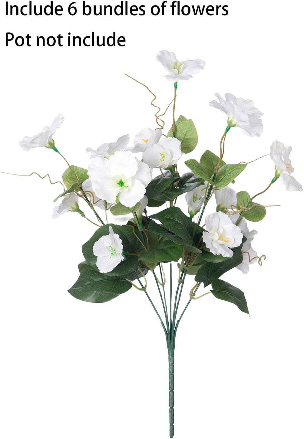 Hibiscus Artificial Flowers Plants for Outdoors Decoration, 6 Bundles Silk Hibiscus Tropical Flowers Artificial Realistic UV Resistant Fake Flower for Outside Planter Porch Patio Balcony, White - Image 6