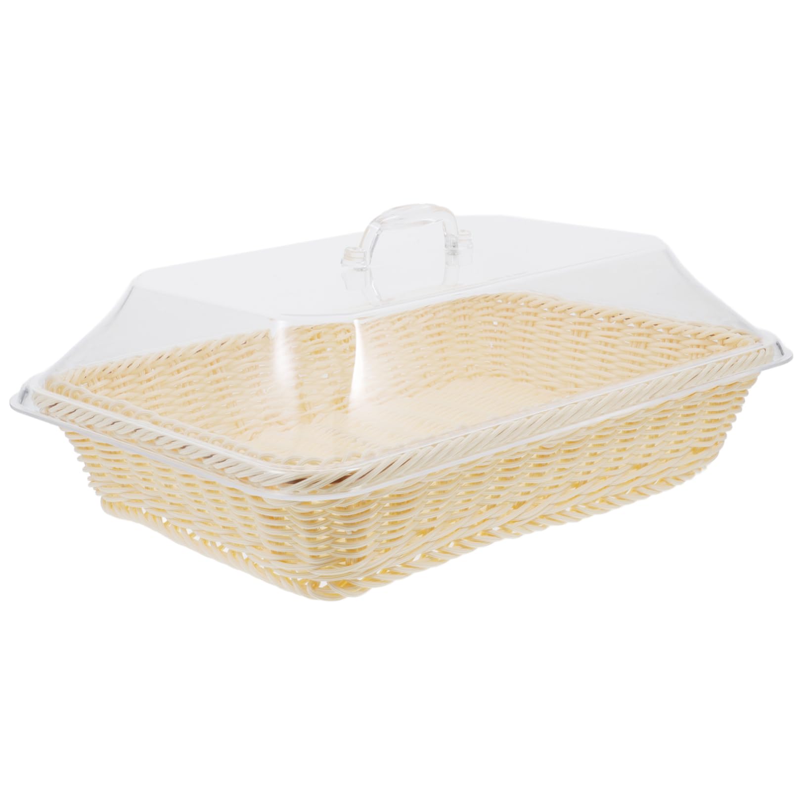 Holibanna Cesta para Servir Pan de Plástico Beige con Tapa, Fácil de Limpiar, Protege de Insectos y Conserva la Frescura Mesa