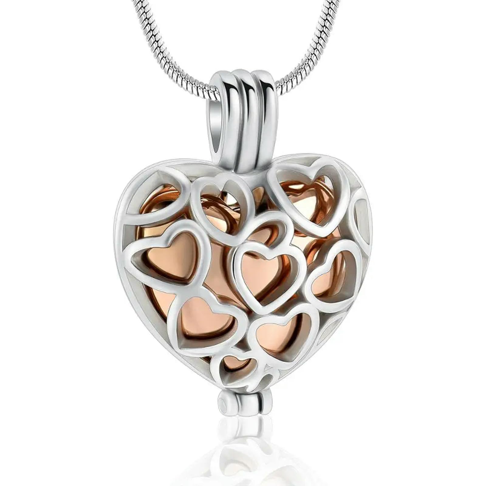 Bijoux de crémation pour cendres humains Pendentif urne acier inoxydable bicolore