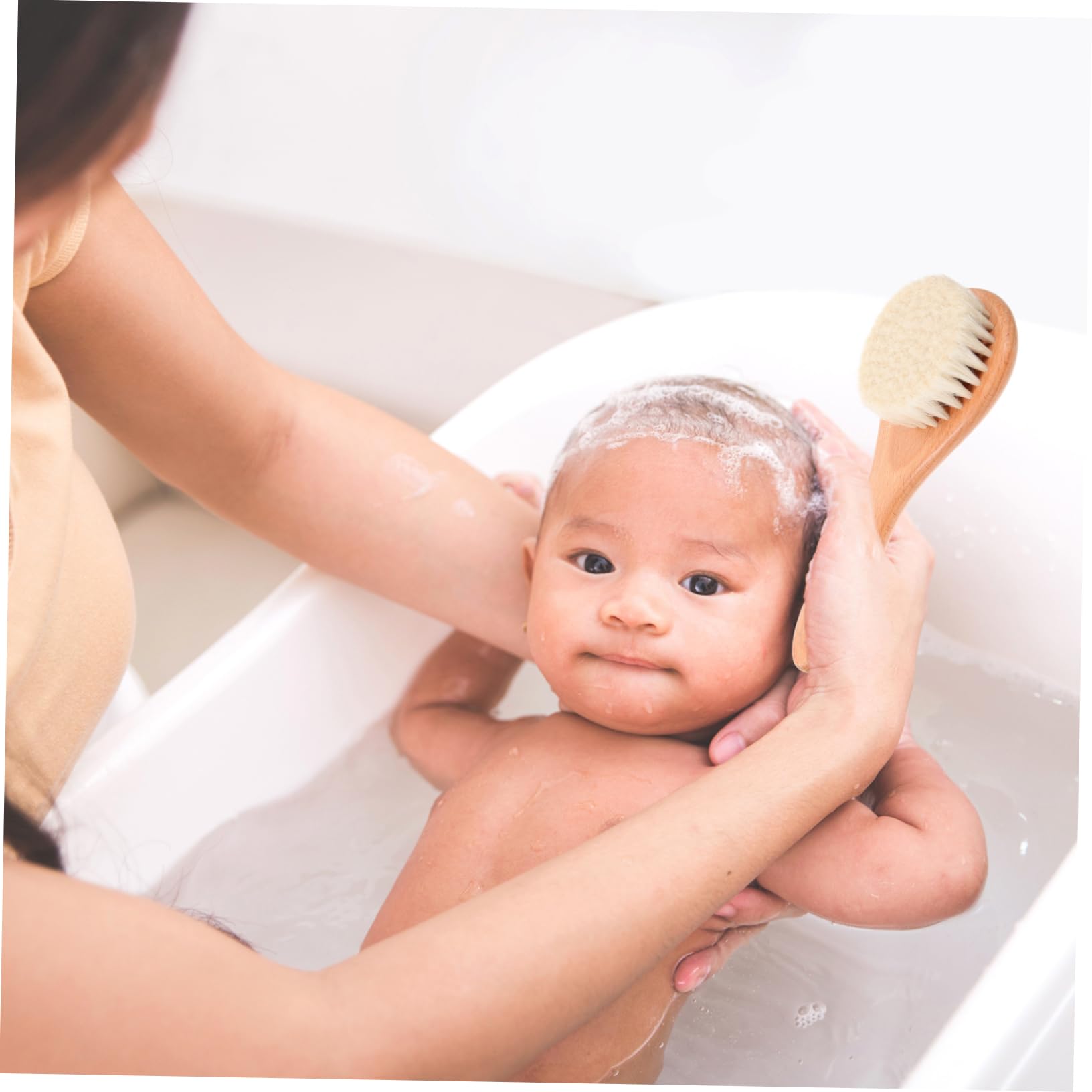 Milisten Baby Hair Brush Set 1pc Wool Brush 1pc Wooden Comb for Newborns Soft and Safe Hair Care Tools for Baby Bath Gentle Scalp Massage Kit