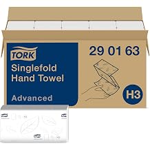 Tork Singlefold Hand Towels, White, H3 System Compatible, 2-Ply, Embossed, FSC and EU Ecolabel Certified, 15 Packs x 250 Sheets 3,750 Total 290163