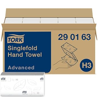 Tork 290163 Singlefold Hand Towel Advanced H3 / Soft Zigzagfold compatible with Tork H3 system / 15 x 250 sheets 25 x 23 cm