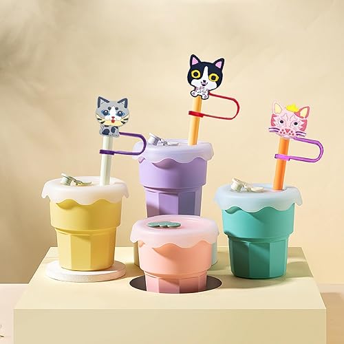 Miniatura 3 de 12 fundas para popotes de 0.276-0.315 in (0.276-0.315 in), tapas de paja de silicona, tapas reutilizables portátiles para popotes, tapas de paja de