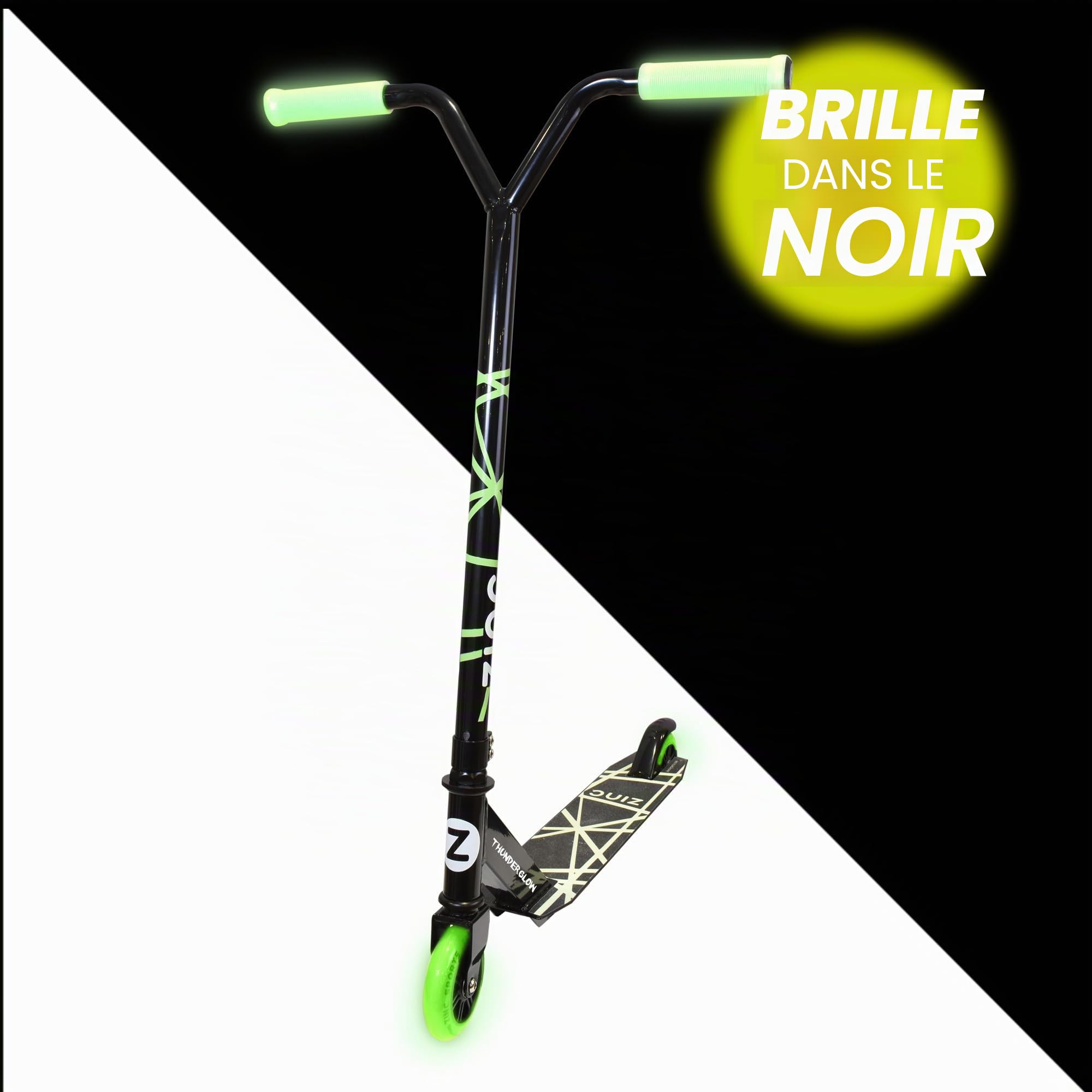 Zinc Thunderglow Trottinette Cascade, à 2 Roues, à partir de 6 Ans, avec Roues en polyuréthane de 100 mm Lumineuses, roulements ABEC 9, Design Professionnel pour Enfants et Adolescents