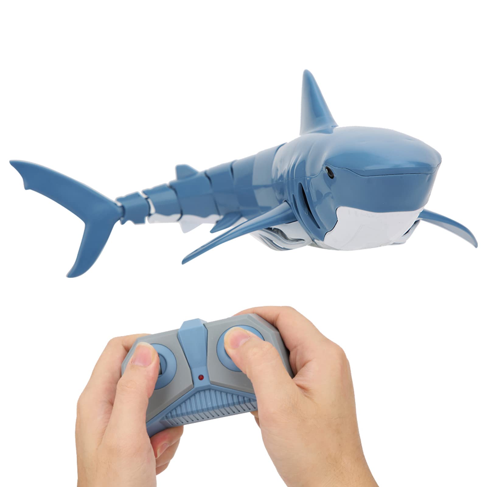 Juguete tiburón teledirigido 2.4G RC Simulación tiburón Juguetes de buceo Juguetes acuáticos teledirigidos recargables por USB Juguete flotante para niños (Azul)