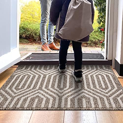 DEXI Indoor Door Mat Durable Front Door Mats for Entryway, Non Slip Absorbent Resist Dirt Entry Rug, 20"X31" Doormat Indoor Entrance, Machine Washable, Brown