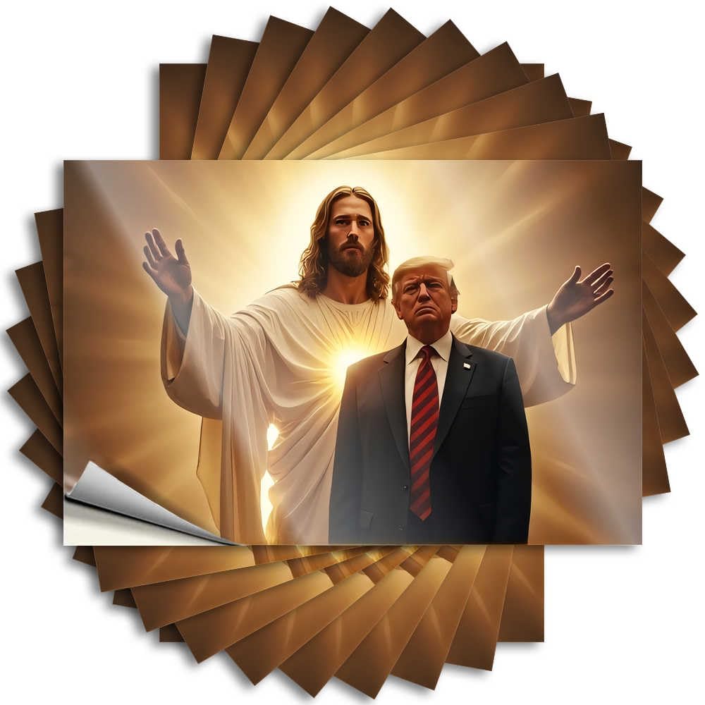 Fzfn Men's Colour Bumper Farmhouse Porch Decor | Affirmation Bumper Jesus And Politician In Heavenly Light For Comfort(6X9cm)