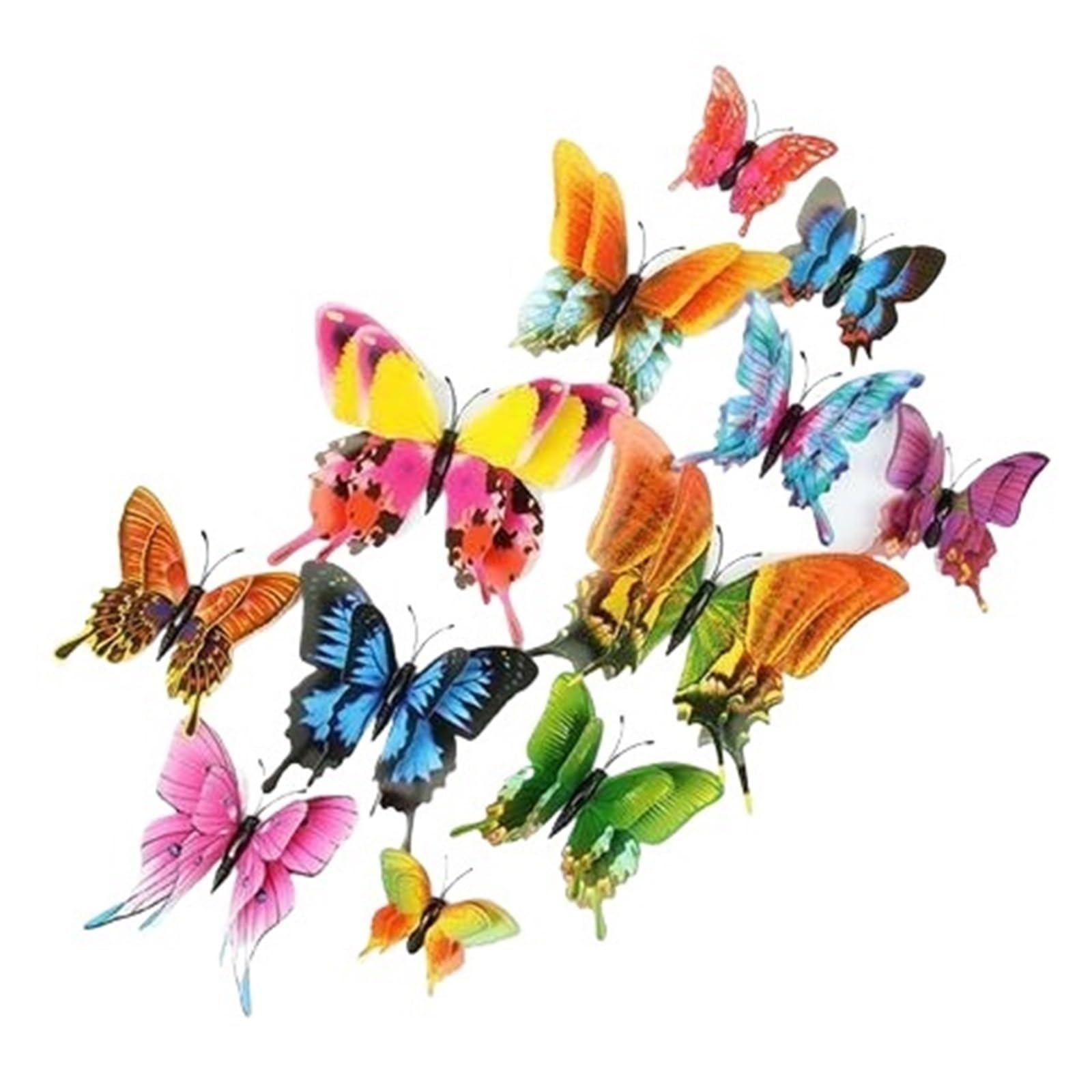12Pcs 3D Double Layer Butterflies DIY Wall Stickers Home Room Decor Birthday Party Wedding Decoration Decals(12pcs-012)