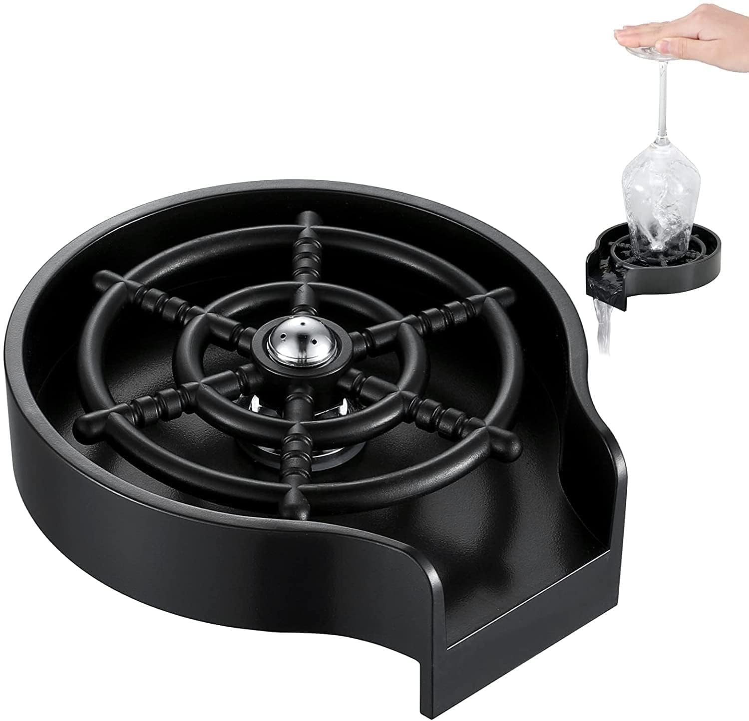 Automatic Cup Washer for Sink | Glass Rinser for Kitchen, Bar & Cafe | High Pressure Jet Cleaner for Bottles, Cups & Wine Glasses | Cleaning Accessory | Cup Rinser Kitchen Sink Attachment-image-18