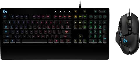 Logitech G G502 HERO souris gaming filaire avec boutons programmables et poids ajustables et G213 RVB clavier gaming rétroéclairé avec touches tactiles -PC-ordinateurs portables, Noir