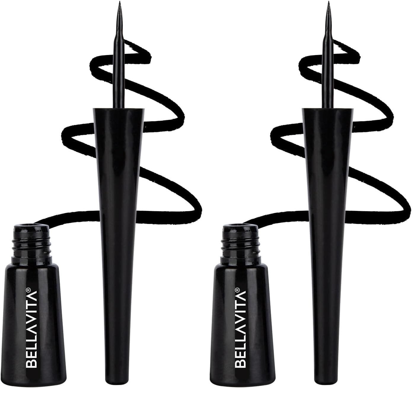 BELLAVITA Intense Drama Waterproof Smudge Proof Eyeliner 3.5ml, Black, Matte Finish, Fast-Drying, Felt Tip Applicator, Enriched with Biotin (Pack of 2)-image-21