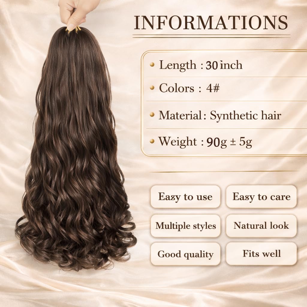 French Curl Braiding Hair 14 Inch Curly Braiding Hair 8 Packs Pre Stretched Bouncy Loose Wave French Curls Crochet for Black Women (4#, 30 inch (pack of 8))