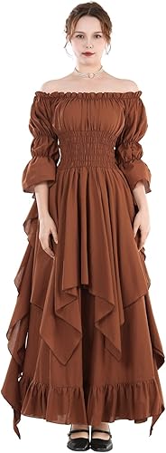 Miniatura 52 de NSPSTT Vestido victoriano, disfraz renacentista para mujer, vestido de bruja gótico, vestido de boda medieval