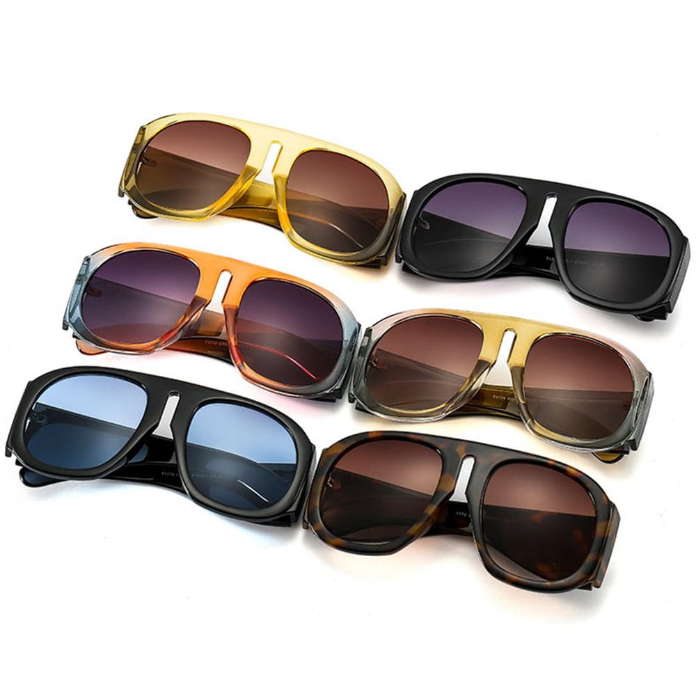 Übergroße Sonnenbrille mit Farbverlauf und Buntem Rahmen, rund, UV400
