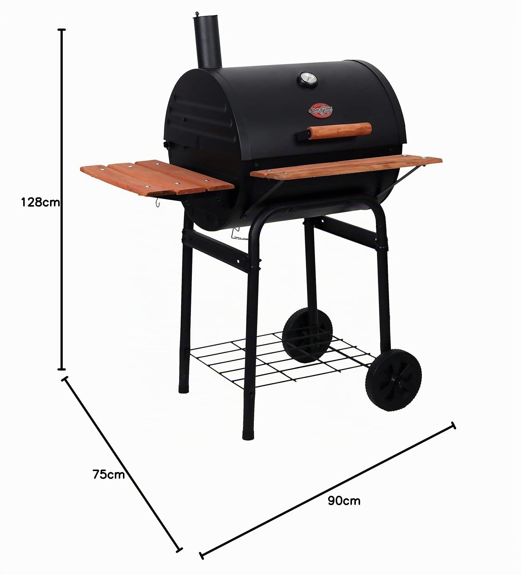 Chargriller - Barbacoa de Carbã³n - Char-Griller bar2123 Parrilla de Carbã³n y Leã±a, indicador de Temperatura, Superficie de Cocciã³n de Hierro Fundido