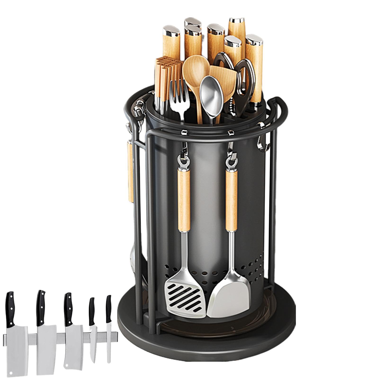 Support rotatif de cuisine | Support de coupe en acier inoxydable avec rotation à 360 degrés – Organiseur multi-usages antirouille pour baguettes, coupe-côtes, coupe-fruits
