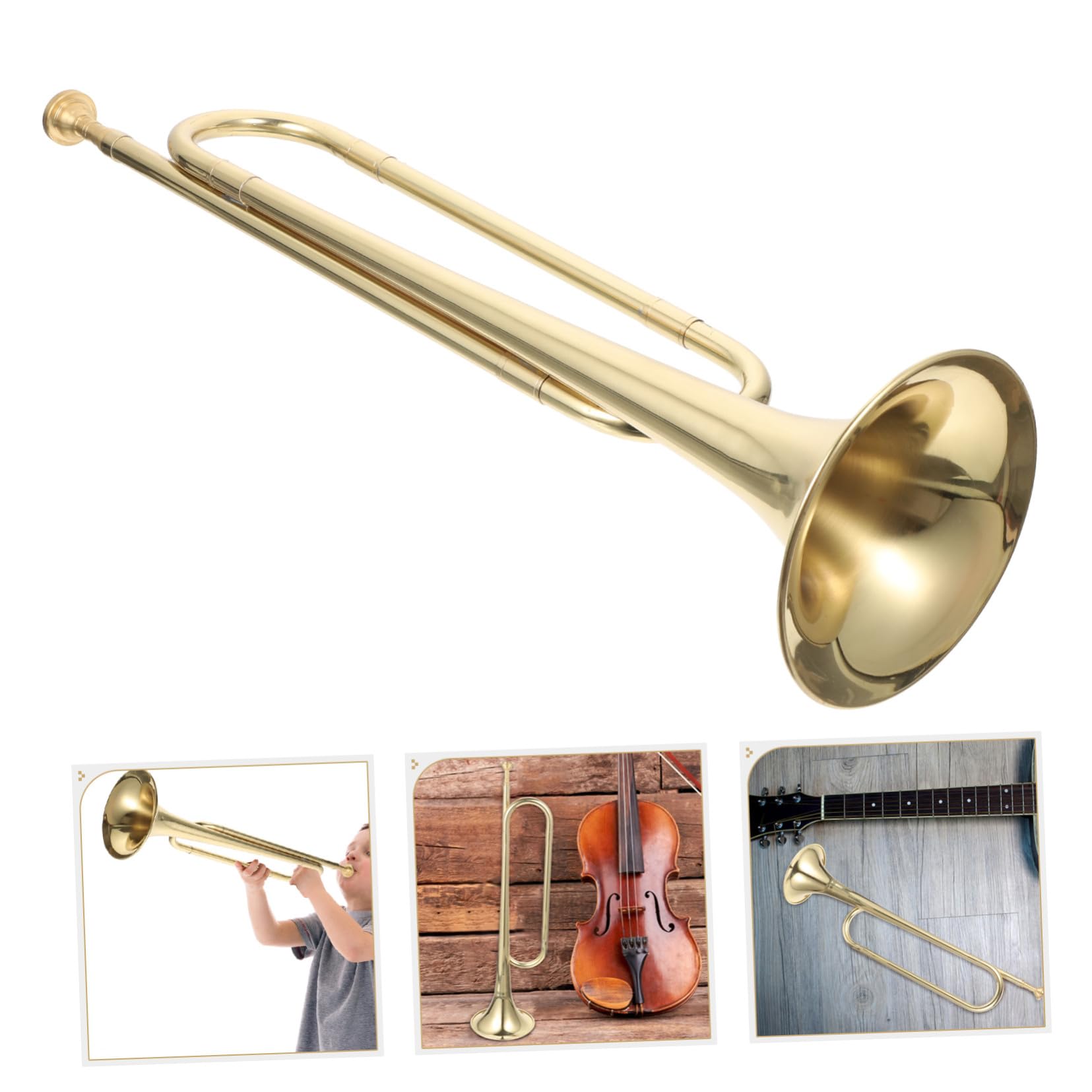 Beaupretty Instrumento de Latón si Bemol Dorado con Diseño Creativo y Adorno Artístico, Instrumento Musical Adecuado para Principiantes y Estudiantes en Banda o Conjunto