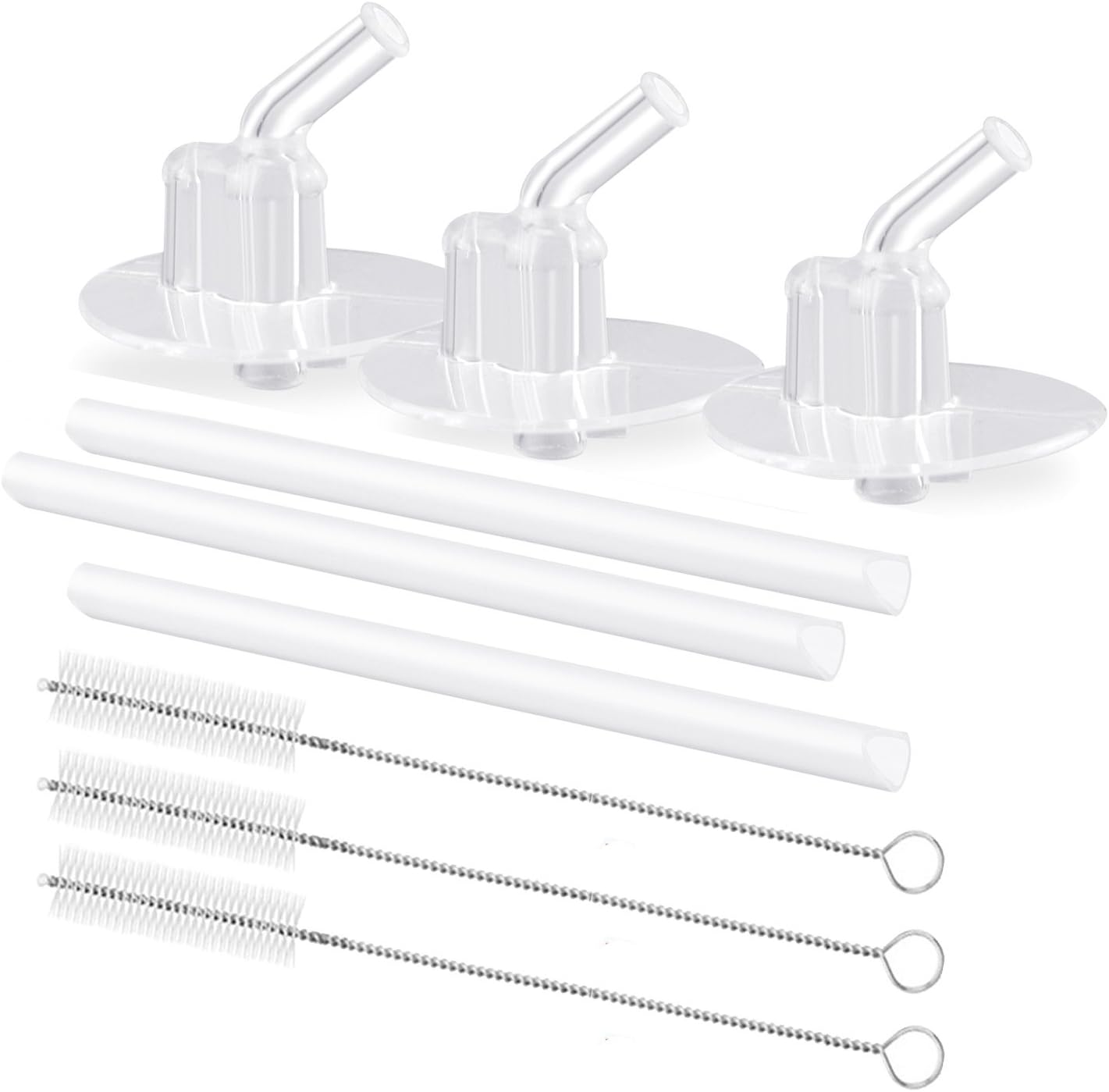 COLIBROX 3 Pack Thermos Replacement Straws for Thermos 12 Ounce(model F401) Funtainer Bottle with 3 Straw Cleaning Brushes