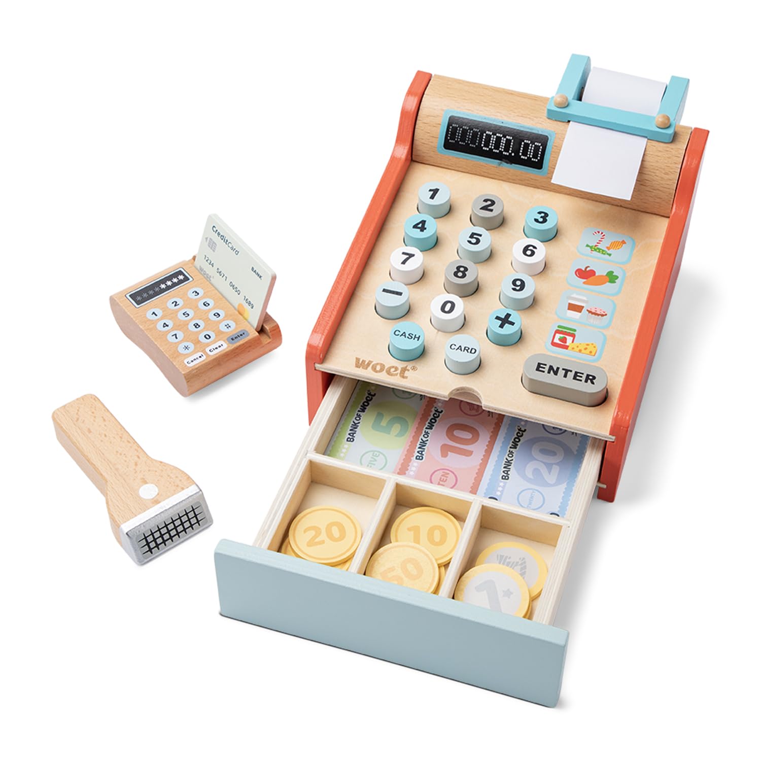 New Classic Toys- Caisse Enregistreuse, 3 ans to 9 ans, 10650, Rouge, Cash Register Set