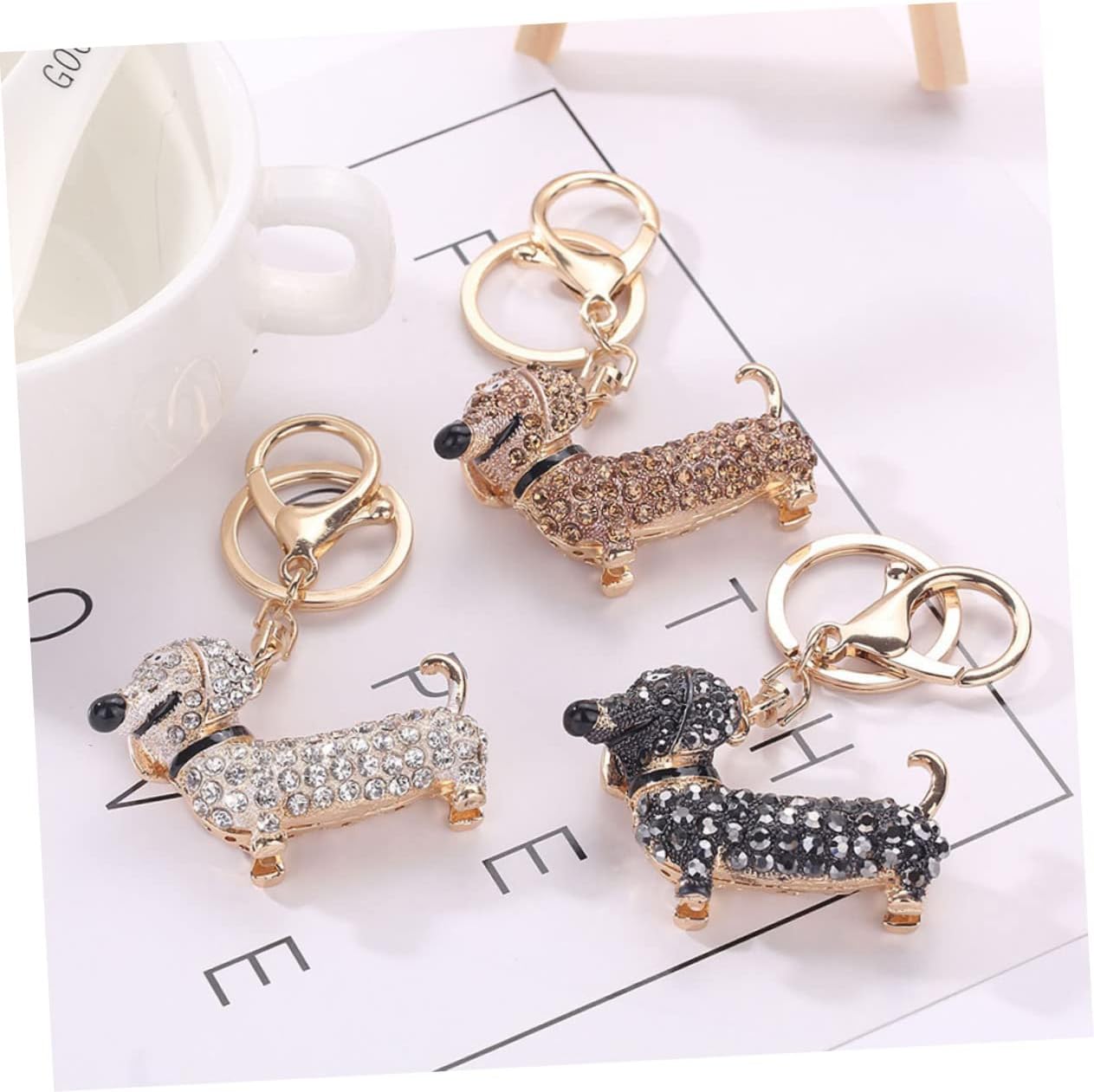 Rhinestone Dog Keychain Dog Bag Charm Dog Keyring Cute Keychain Bling Backpack Keyring Purse Keychain Car Keys Keychain Charm For Women Men - Image 9