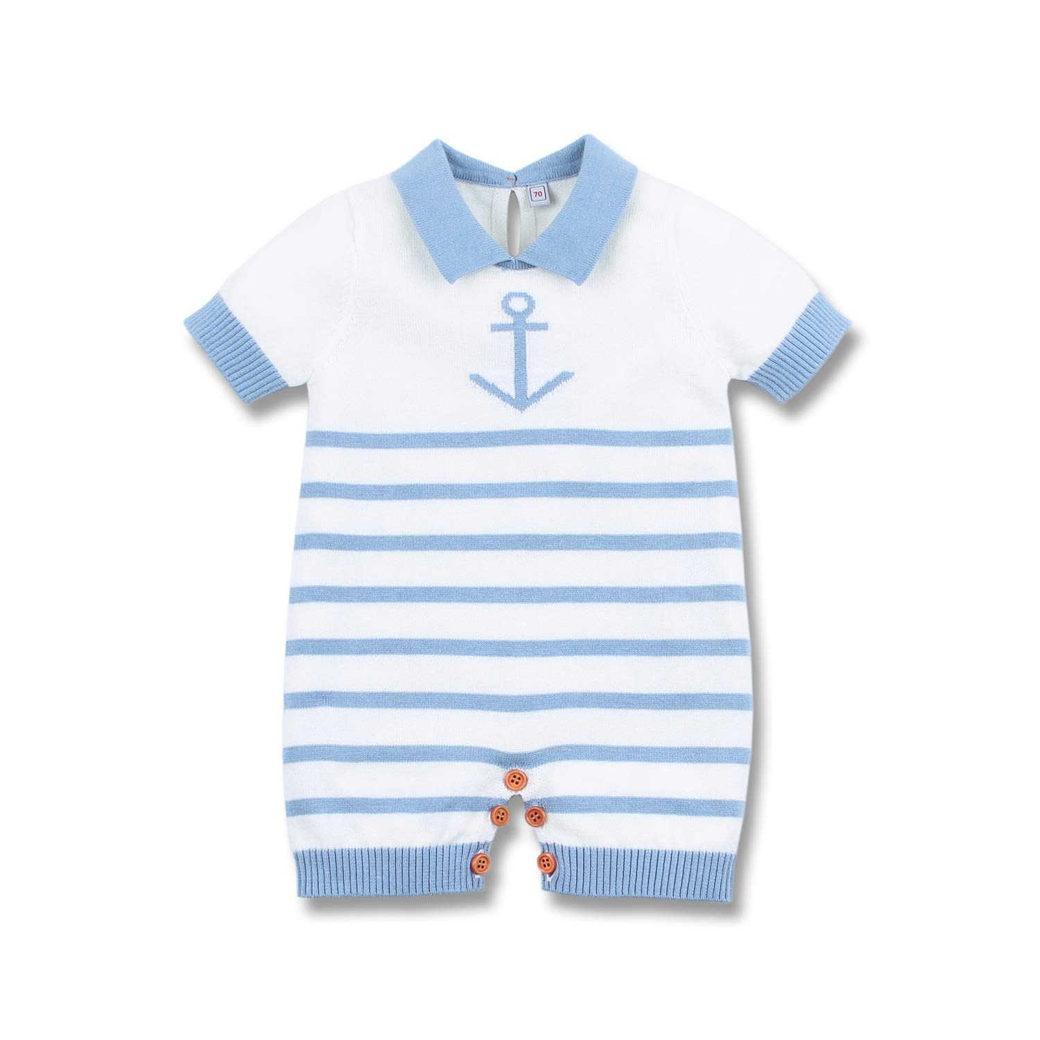 Nautical Baby Boy Romper Toddler Navy Bodysuit Clothing(Blue,6-12Months)