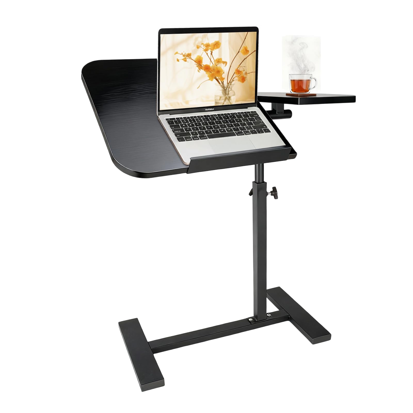 YYW Table de lit réglable à roulettes avec plateau à roulettes pour ordinateur portable et hôpital réglable en hauteur (noir)