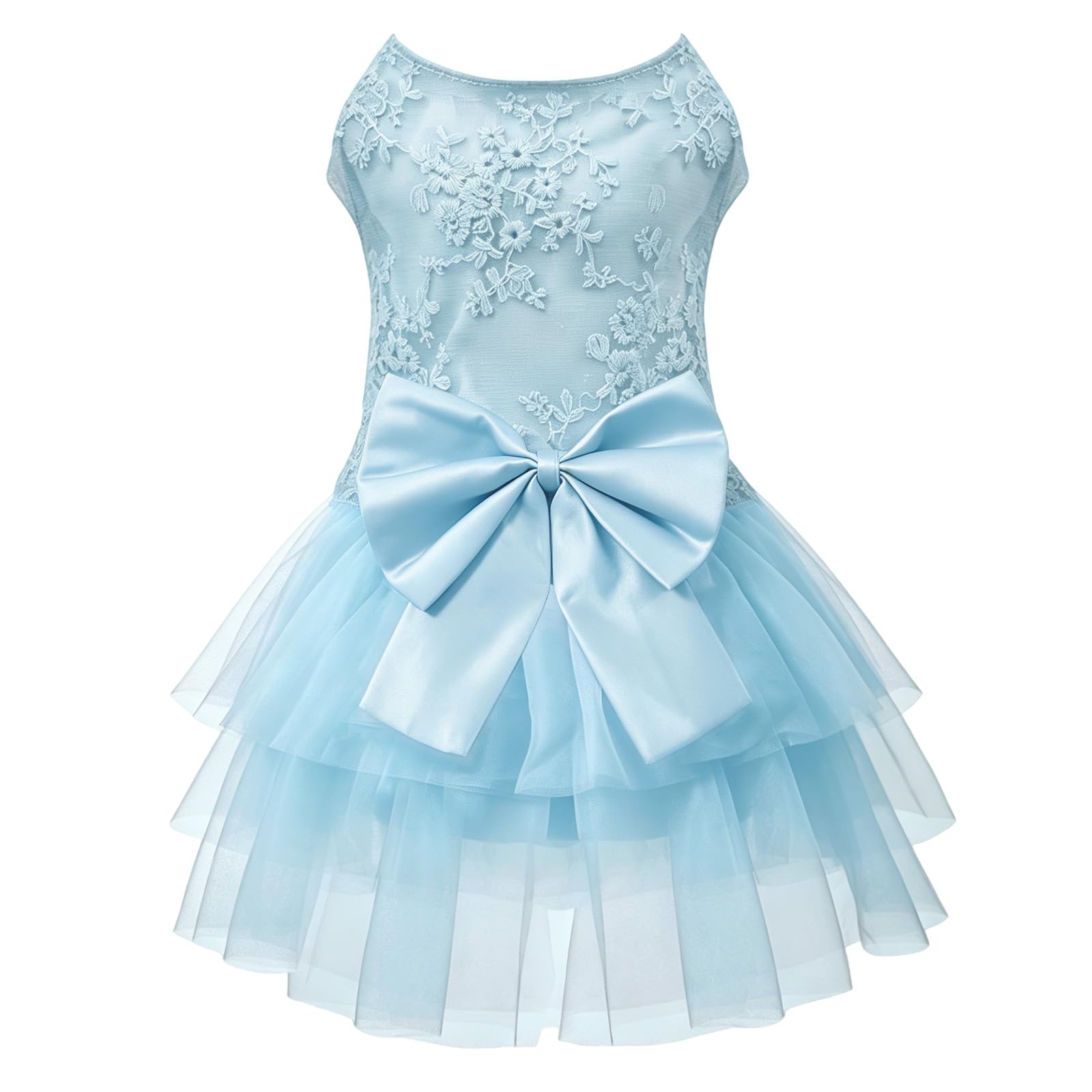 Dog Dress,Pet Wedding Dress Princess Formal Tutu Skirt with Bowknot,Puppy Birthday Party Outfit Apparel Girl for Small Dogs Cats (Blue Lace, Small(6-8lb))
