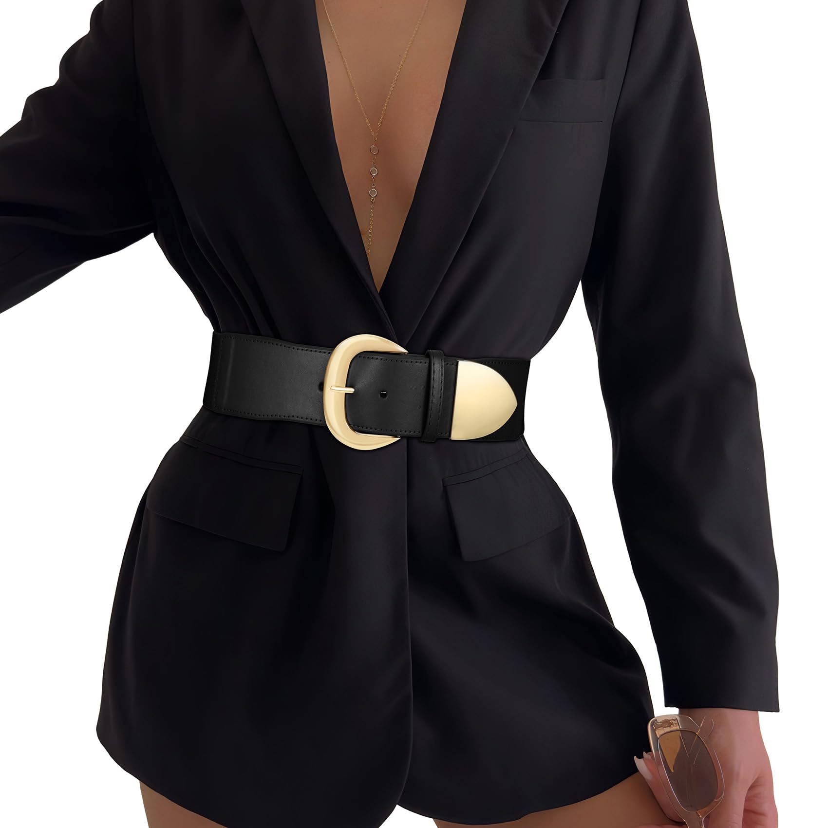Women Wide Elastic Waist Belt for Dresses Fashion Thick Stretchy Belt for Trendy