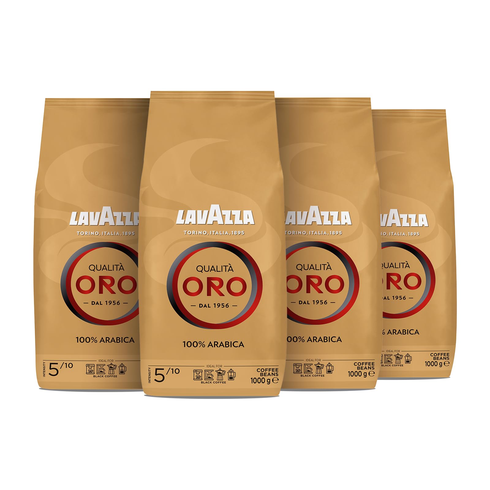 Lavazza, Qualità Oro, Kaffeebohnen, mit Aromanoten von Früchten und Blumen, für einen Samtigen Espresso, 100% Arabica Kaffeebohnen, Intensität 5/10, Mittlere Röstung, 4 kg