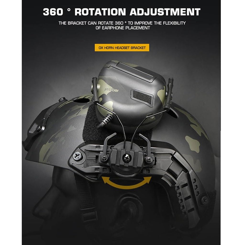 2PCS ARC Rail Suspension Headset Bracket Ear Muff Adapter For Tactical Helmets – Tool-Free Mount On FAST Helmet