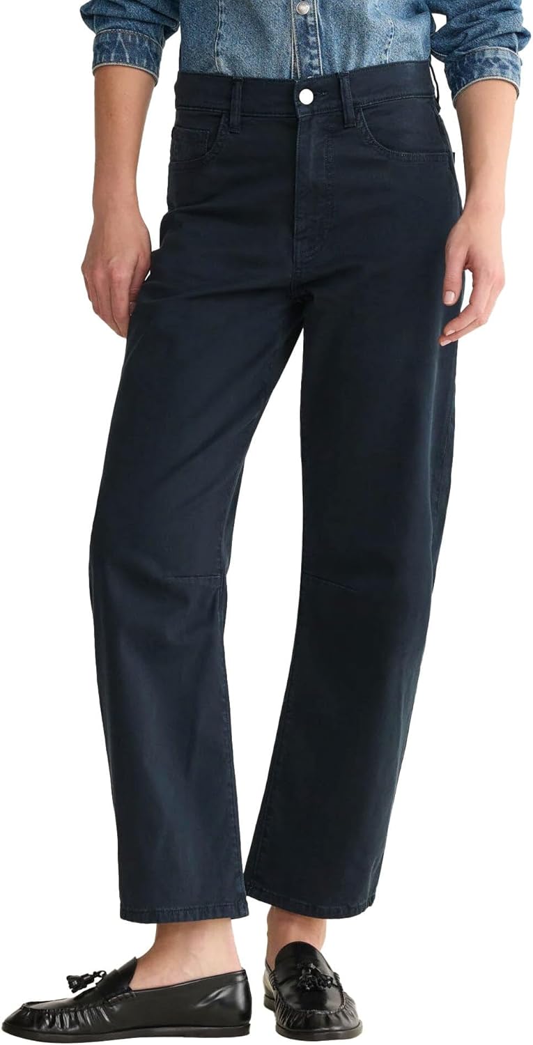 Warp + Weft Women’s BNA Twill Soft Curve Barrel Pants – High-Rise Relaxed Fit