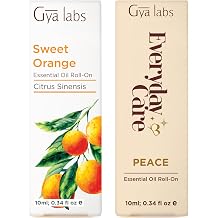 Sweet Orange & Peace Roll On Set - Essential Oils Aromatherapy Roll On with Essential Oil Set - 2x0.34 fl oz - Gya Labs