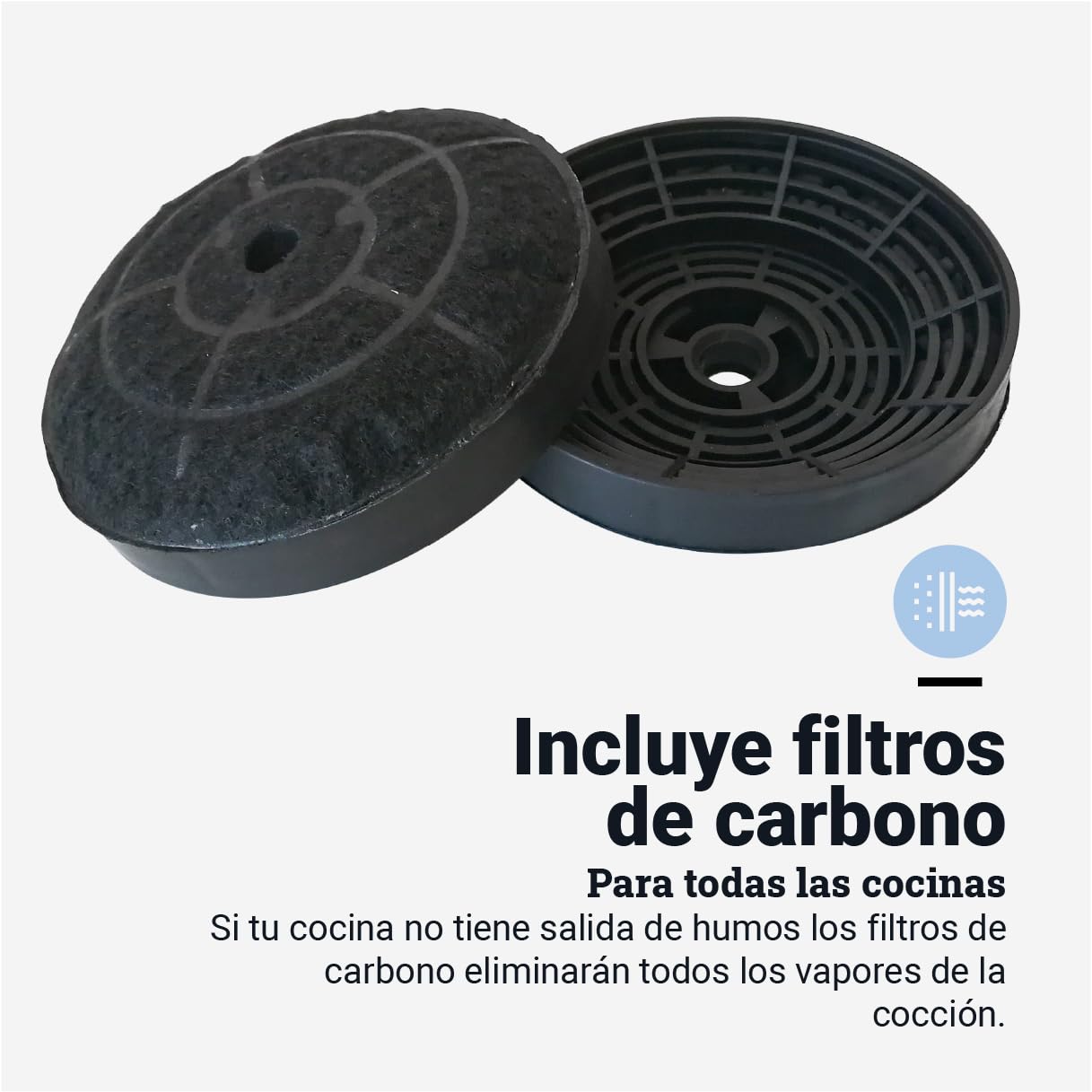 UNIVERSALBLUE Campana Extractora Piramidal Negra 60 cm | Extractor Aire y Humi para Cocina 350 m³/h | Luz Led + FIltros de Carbono | Clase B