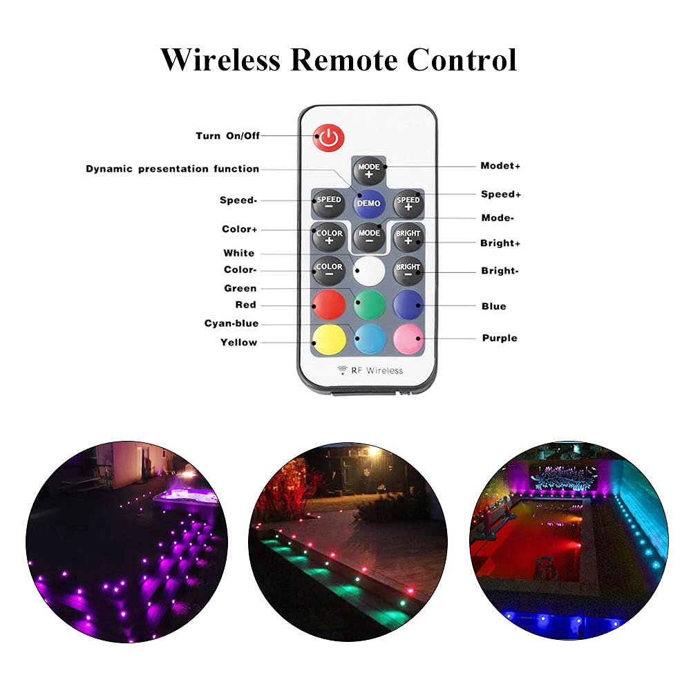 12 Pezzi Faretti LED Incasso Per Terrazza Multicolor, Telecomando RF - Foto 7