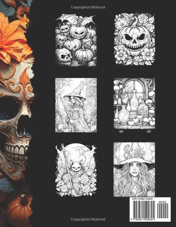 Halloween Coloring Book for Adults: 44 Intricate Designs of Halloween Coloring Pages | Coloring Book for Adults Relaxation - Image 2