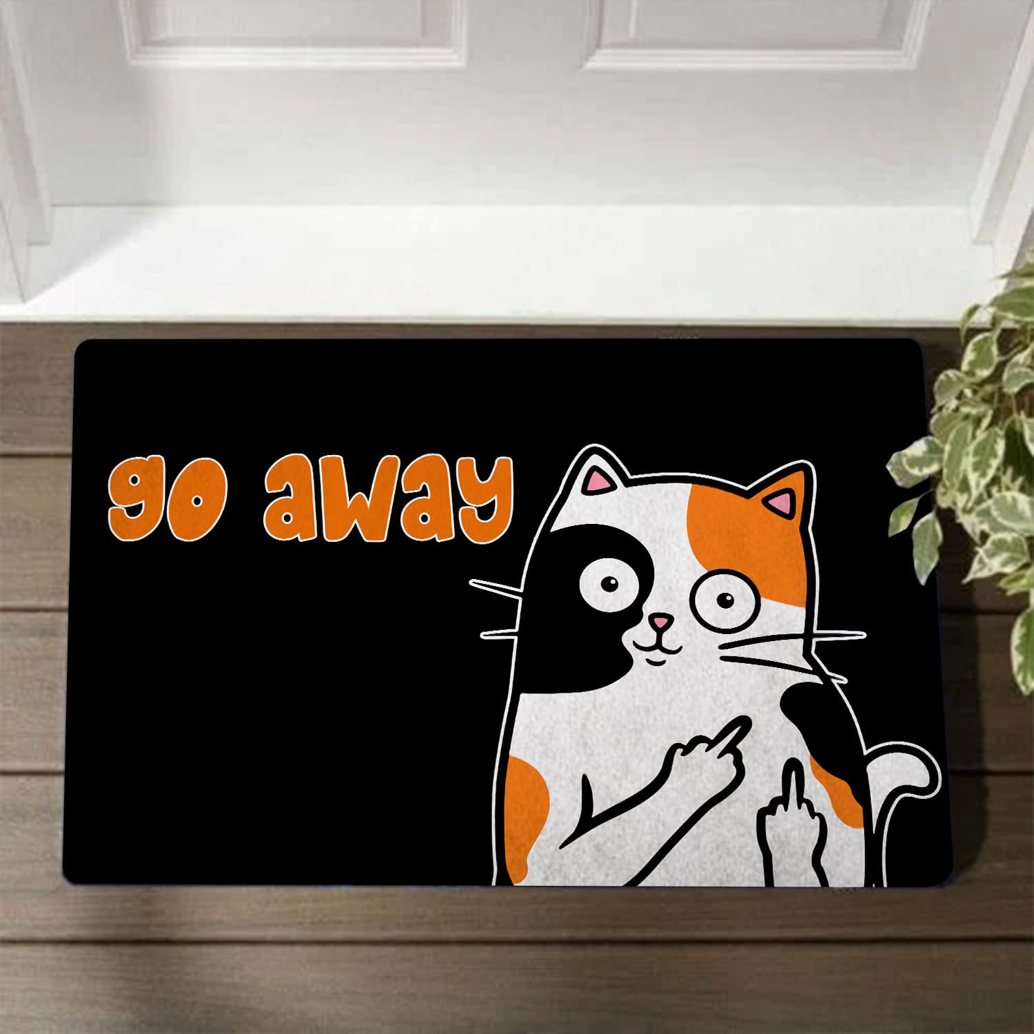 Ensound Personalized Go Away Doormat,Welcome Doormat,Cat Rug,Funny Cat Doormat,Welcome Home Decor,Go Away Room Decor,Gift for Friends 36x24 Inch