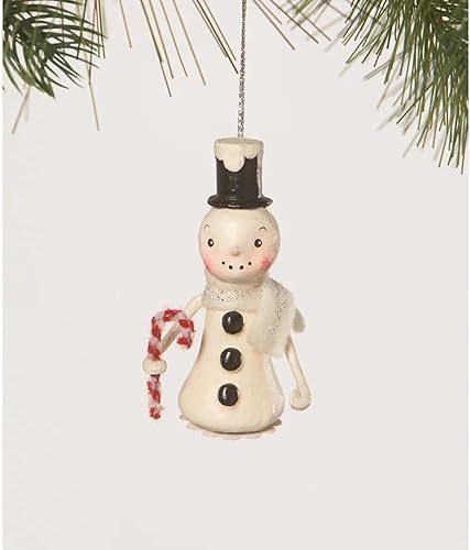 Miniatura 3 de Bethany Lowe Little Snowman Ornament Polyresin Candy Cane Top Hat - One Ornament 2.75 Inches - Ml2100 - Off-White