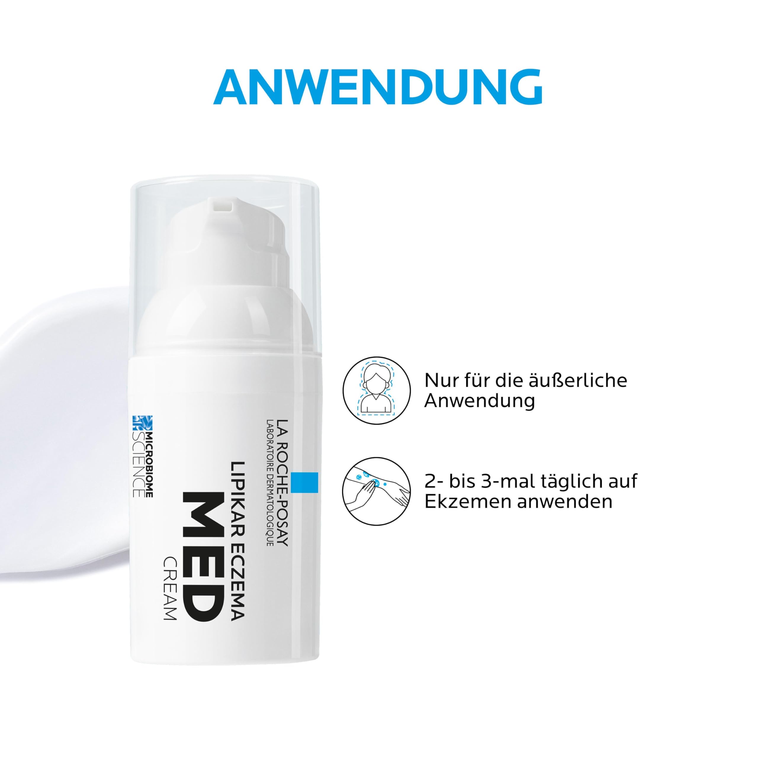 La Roche-Posay Lipikar Eczema Med, Akutcreme zur schnellen Milderung von Ekzem-Symptomen bei Neurodermitis, Unterstützung für das natürliche Mikrobiom der Haut, 30ml