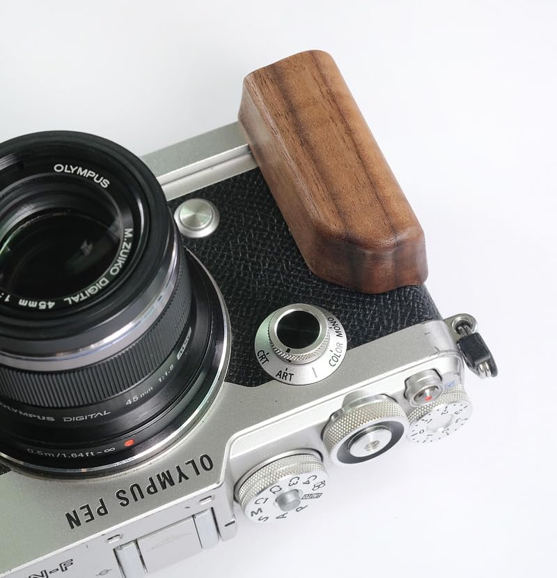 Wood Quick Release Hand Grip Holder Handle Alloy Baseplate for Pen F Pen-F Camera (Walnut)