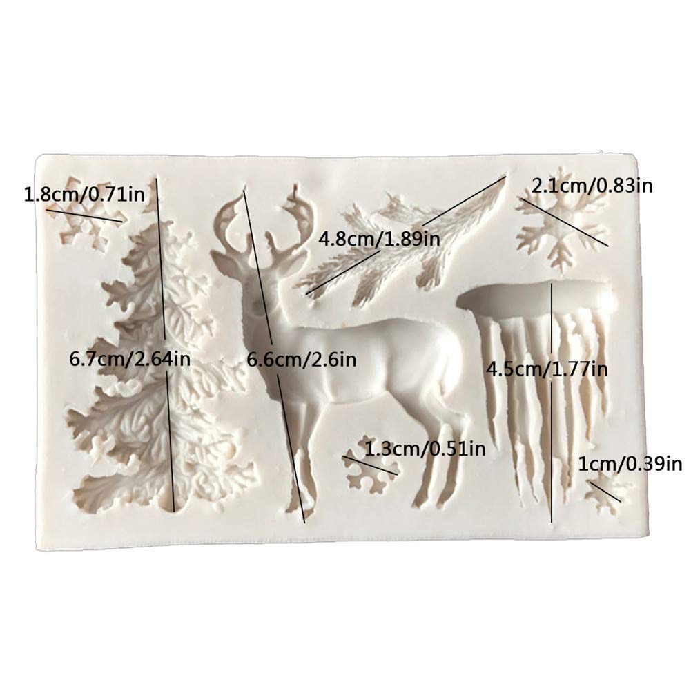2 Stampi In Silicone 3D Natale - Albero, Alce, Fiocco Di Neve Per Torta, Cioccolato, Gelatina E Sapone Fai Da Te - 3