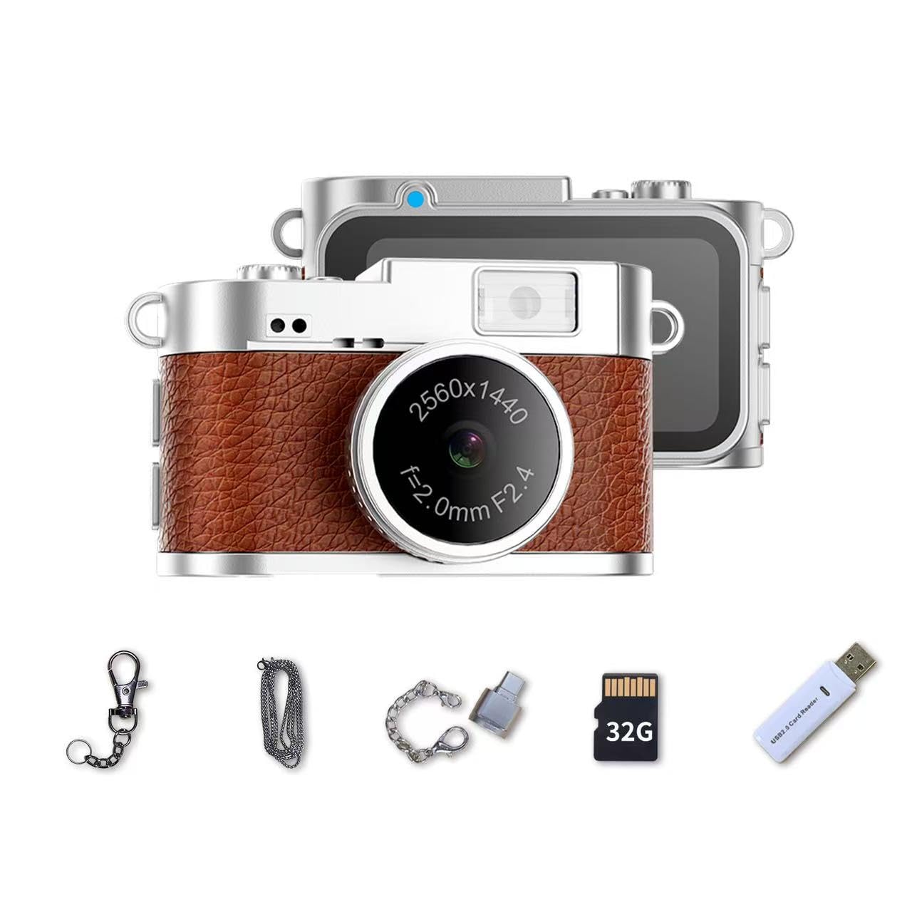 lkt mini keychain camera,2k digital tiny camera with 32gb card, cool gadgets video recorder collectible gift for travel, party and vlog