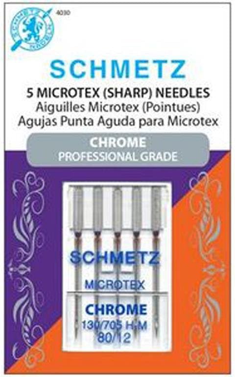 Schmetz SCH4030 5 Piece Needle Chrome Microtex, Size 80/12