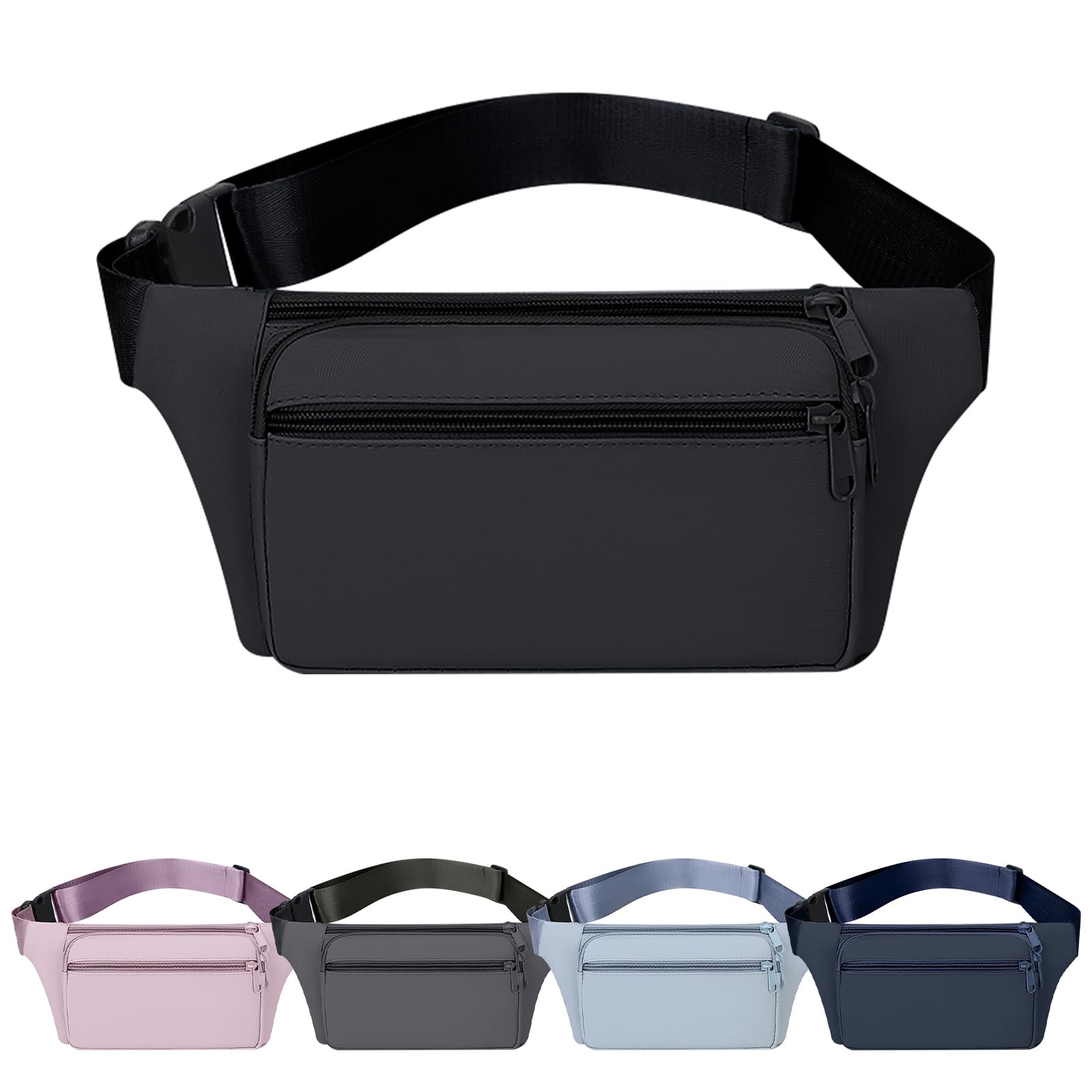 Mayoii Bumbags for Ladies, Fanny Pack for Women Men with Adjustable Belt, 2-Zipper Pockets, Large Capacity, Lightweight Waist Bag Suitable for Daily Use (B-Black) — image 1