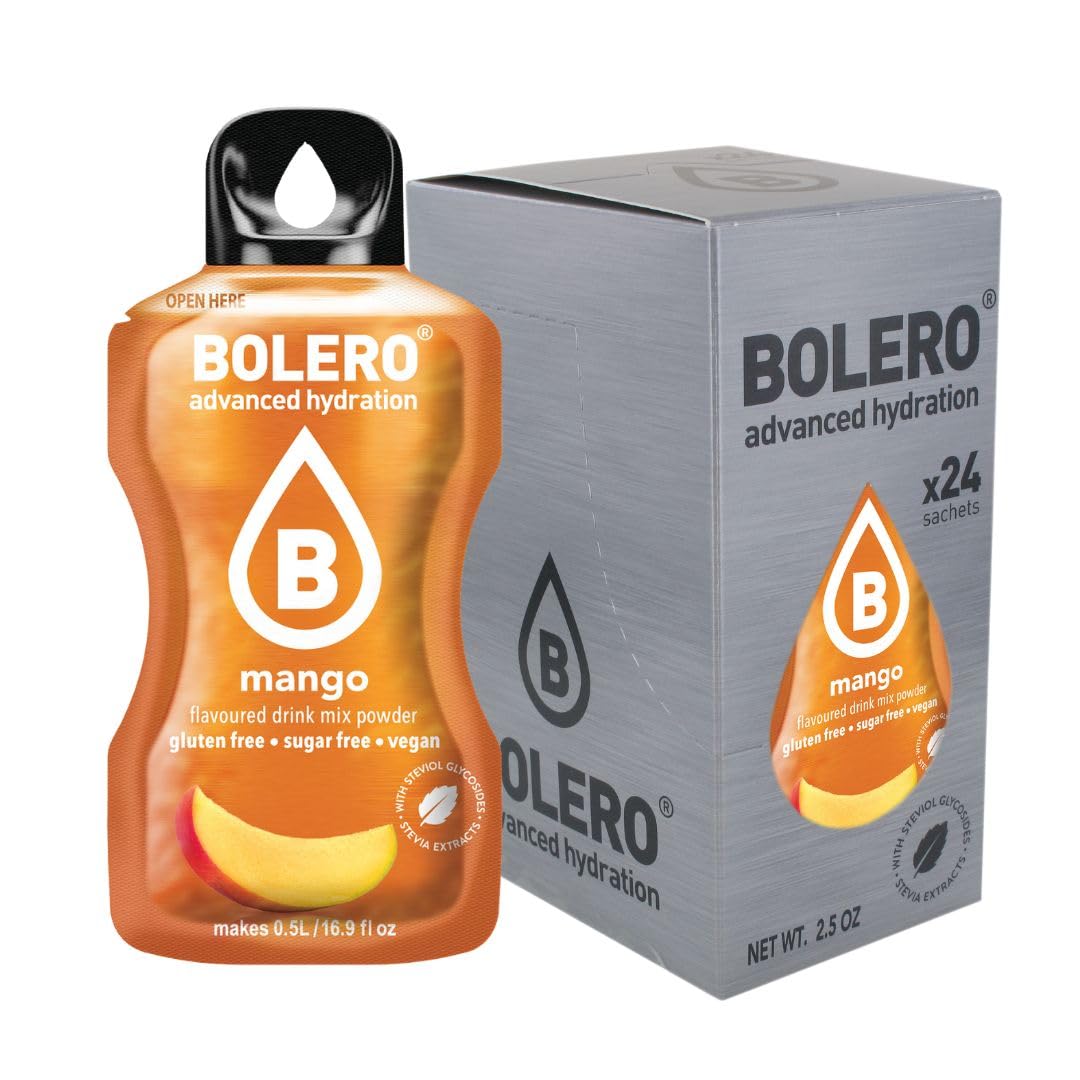 Bolero Drink 24 bolsitas 3 g fruta preparada en polvo soluble bebida fresca endulzado con stevia mango