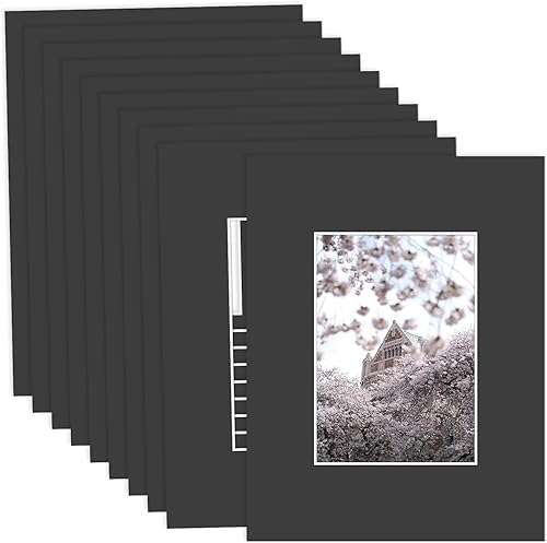 Miniatura 8 de MBC MAT BOARD CENTER, Paquete de 5 paspartús negros de 4x6 para fotos de 3x5, corte biselado, libre de ácido, grosor de 4 capas