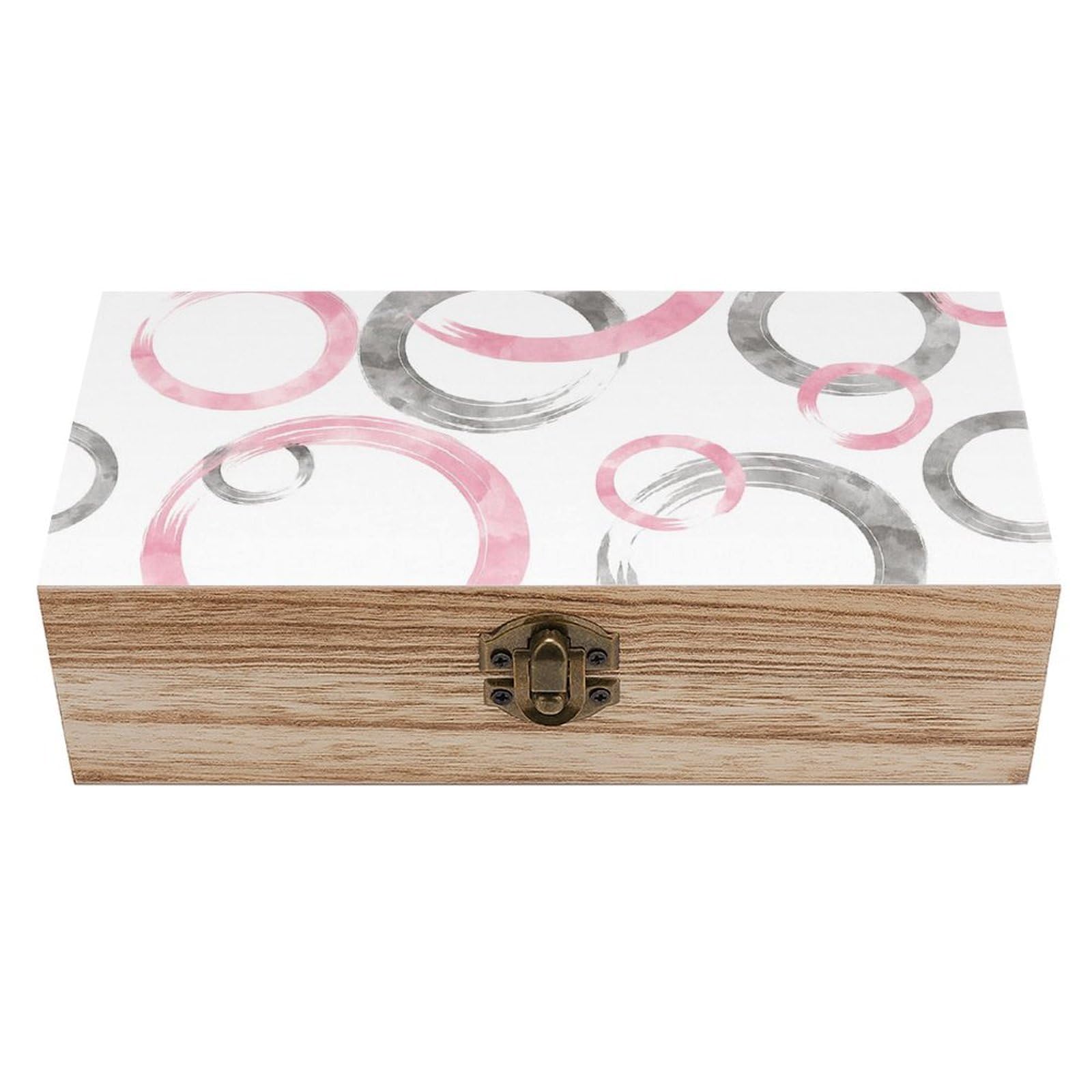 SMAZDFXX Pink Grey Ink Bubbles Wooden Storage Box Multipurpose Decorative Box for Jewelry Photo Home Decor