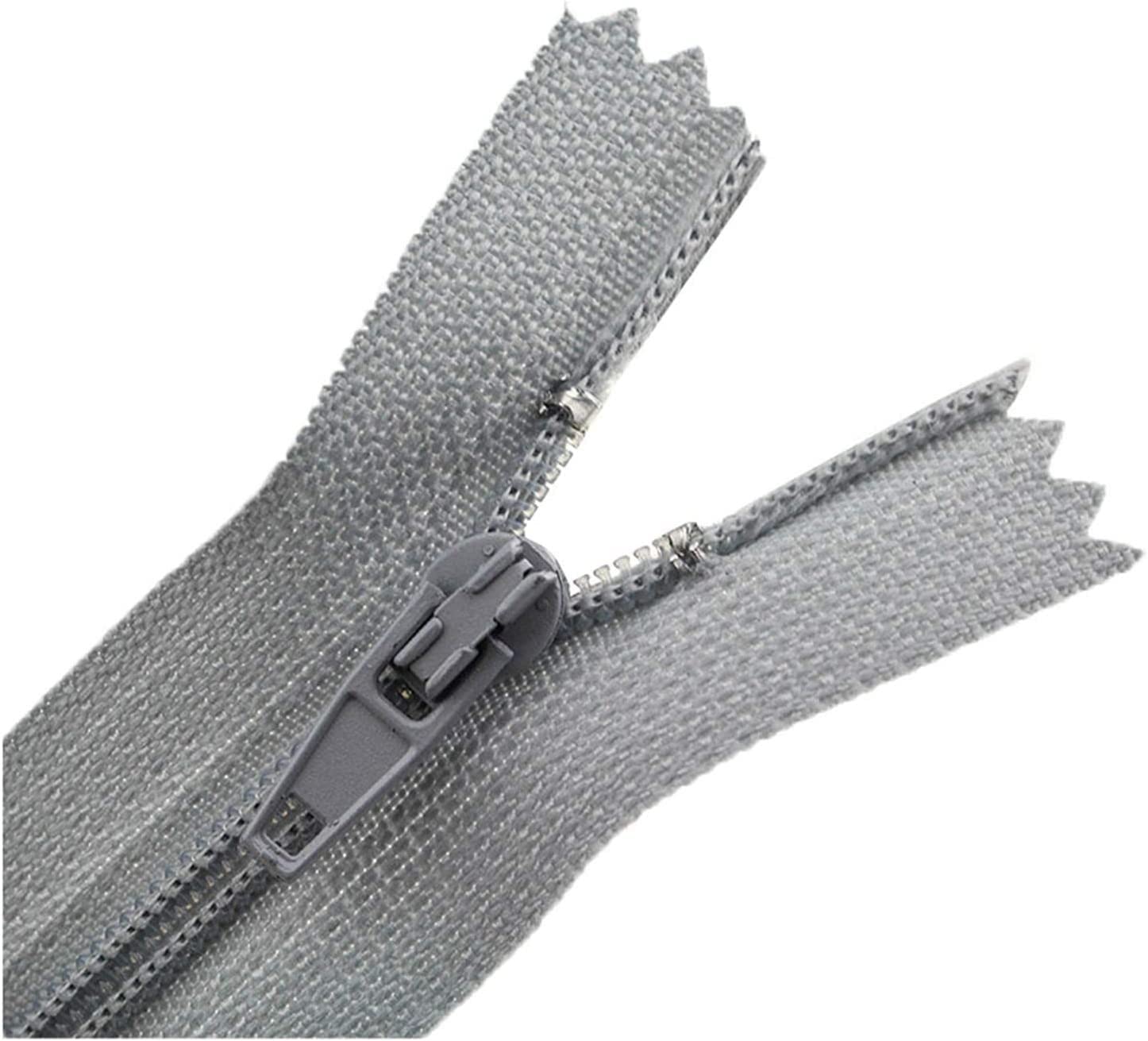 DSESS Zipper Tape#3 Metal Nylon Coil Zippers，5Pcs Nylon Sewing Zippers, Supplies Zippers for DIY Sewing Craft Tailor Bag Garment(Gris,20cm)