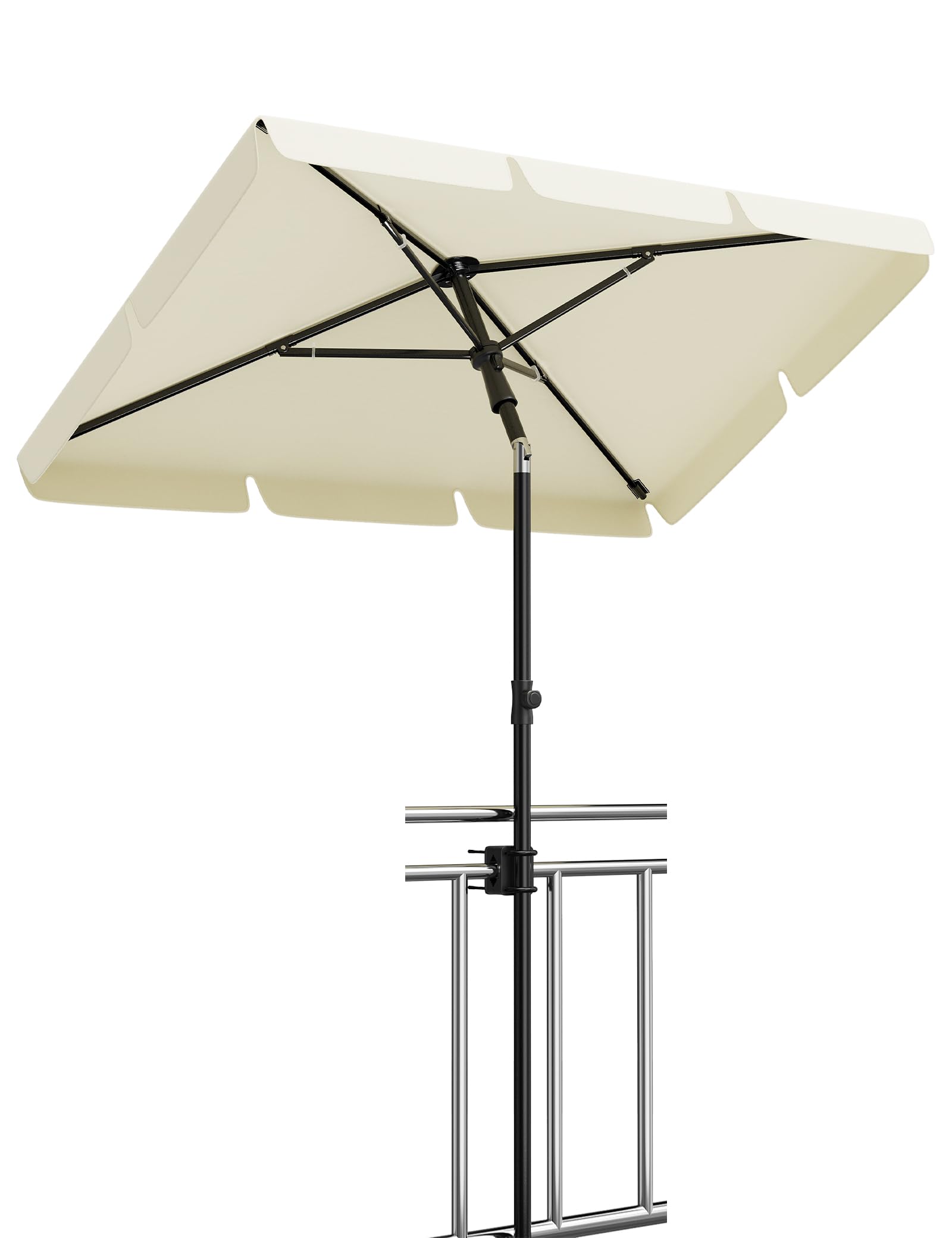 Sonnenschirm Balkon 200x125 cm mit Schirmhülle, Creme – UV50+ Sonnenschirm rechteckig knickbar & höhenverstellbar, Balkonsonnenschirme mit Halterung ideal für Balkon Garten & Terrasse Creme
