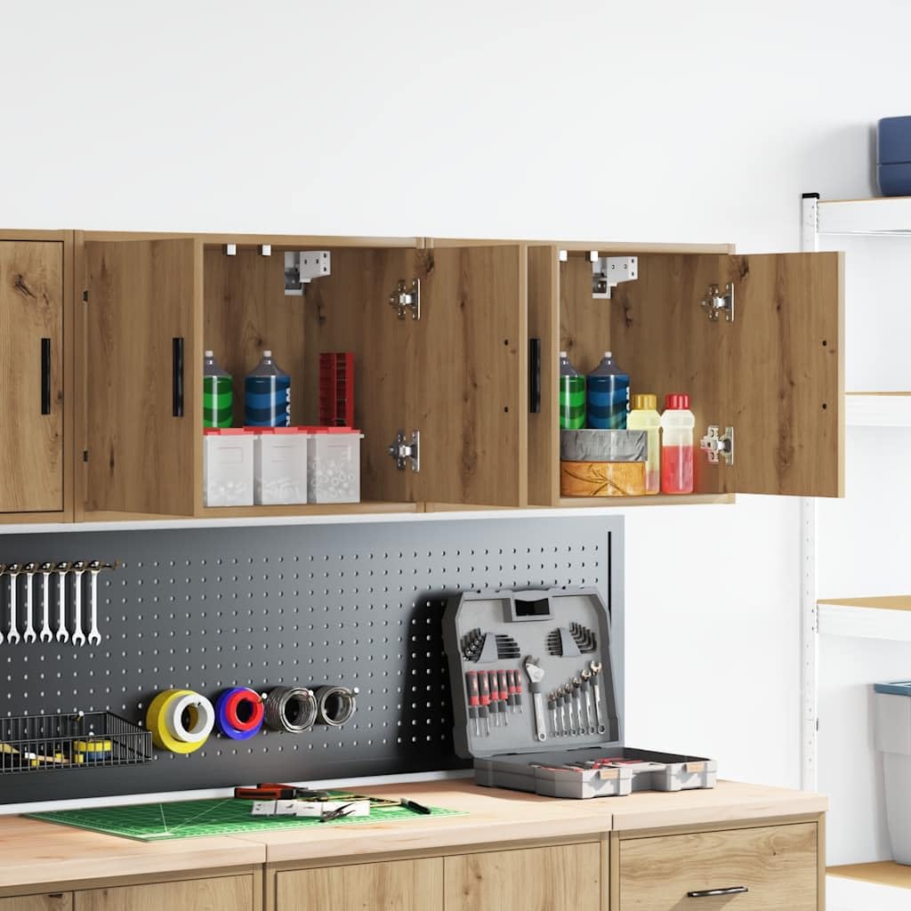 Armoires murales Garage 2 pcs chêne Artisanal Bois d'ingénierie,Entreprise & Industrie,Stockage Industriel,Armoires industrielles,19.65 kg-860660