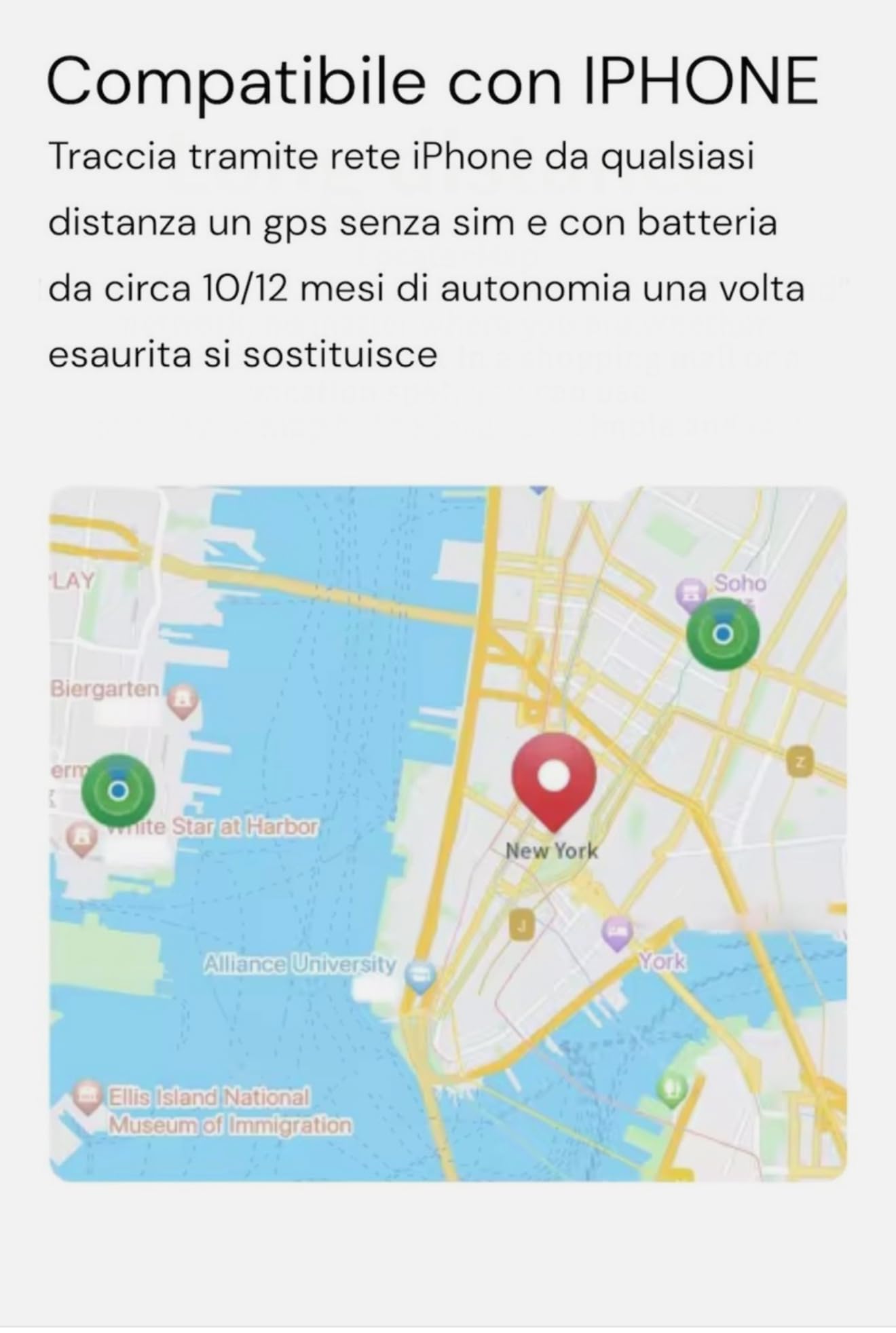 Mini GPS Tracker Micro Localizzatore Satellitare per iPhone, Senza SIM, 12 Mesi di Autonomia, auto moto, bambini